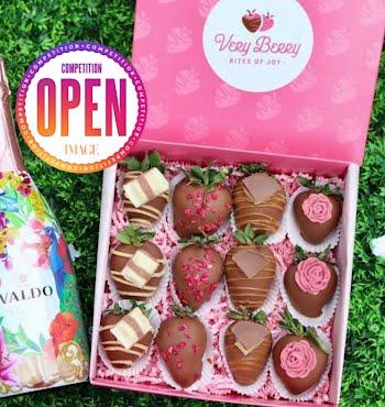 Win two gift boxes of chocolate-covered strawberries and sparkling rosé