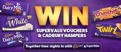 Win SuperValu vouchers and Cadbury hampers.